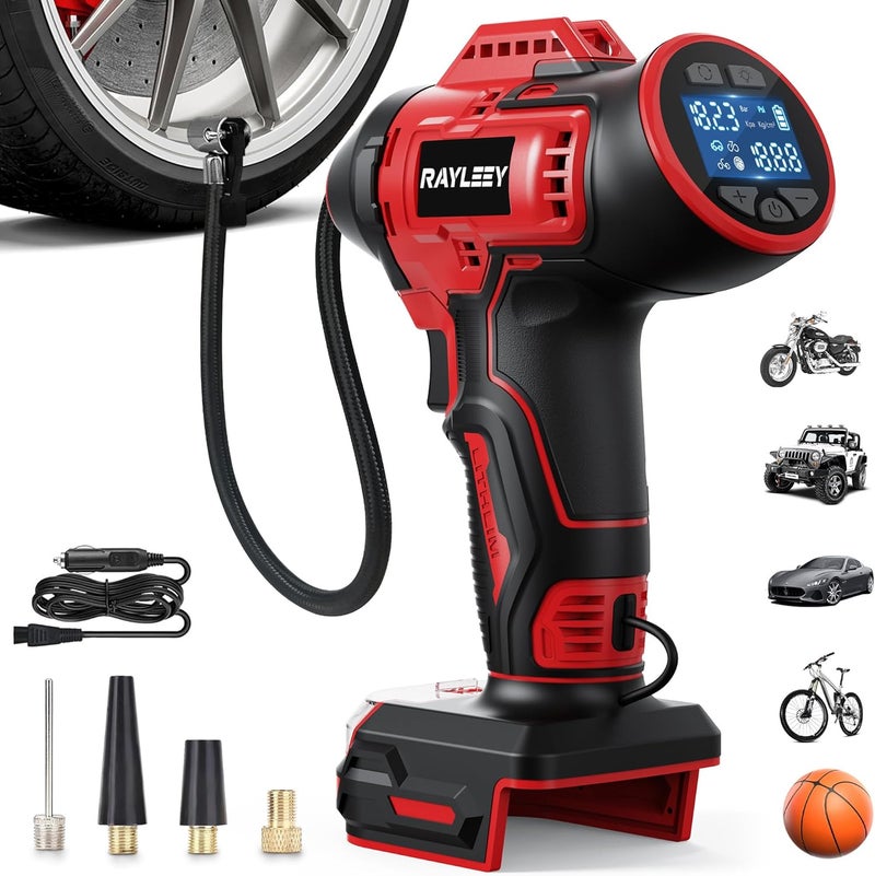 RAYLEEY Tire Inflator Cordless for Milwaukee 18V Battery [Tool Only], 160PSI Portable Air Compressor with Pressure Gauge, Auto-Shutoff & Fast Inflation, Portable Air Pump for Car, Motorcycle, Bike, Ball - Image 1